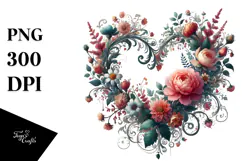 Floral Heart Digital Painting PNG Product Image 1