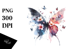 Grunge Flower with Butterflies PNG Product Image 1