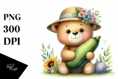 Funny Baby Bear Holding Zucchini | Sublimation | Clipart Product Image 3