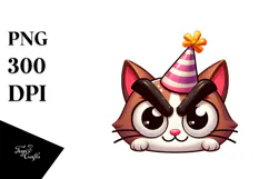 Sassy Cat with Party Hat, Transparent PNG Product Image 1