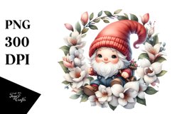 Cute Baby Gnome Carrying Floral Frame PNG Product Image 1