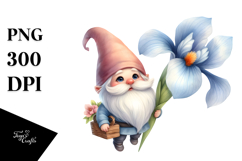 Cute Gnome with Iris, PNG Product Image 1