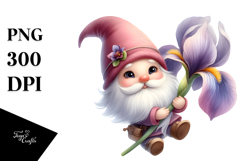 Cute Gnome with Iris, PNG Product Image 1