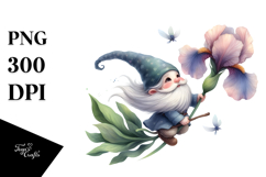 Cute Gnome with Big Hat and Iris, Transparent PNG Product Image 1
