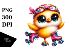 Vibrant Watercolor Crazy Cute Baby Chicken PNG Product Image 1