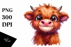 Funny Baby Face Highland Cow with Big Eyes Product Image 3