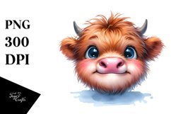 Expressive Happy Highland Cow PNG Product Image 1