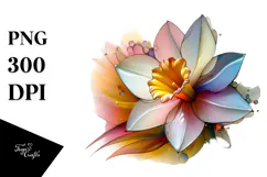 Abstract Pastel Daffodil Made of PNG Product Image 1