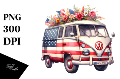 Vintage Oilish Van with Flowers PNG Product Image 1
