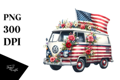Vintage Oilish Van with Flowers PNG Product Image 1