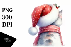 a Cute Christmass Cat with Santa Hat PNG Product Image 1