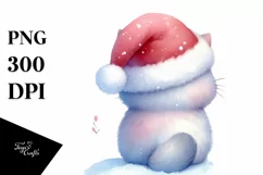 Cute Cat with Santa Hat, Summer PNG Product Image 1
