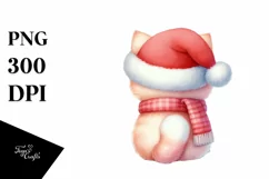a Cute Christmass Cat from Behind with Santa Hat PNG Product Image 3