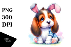 Expressive Baby Basset Hound, Sublimation PNG Product Image 1