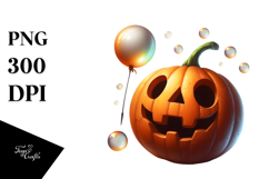 Simple Digital Jack-o&#039;-lantern on Moon PNG Product Image 1