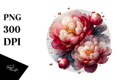 Abstract Peonies Round Wood Splash PNG Product Image 1