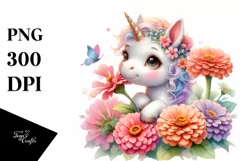 Baby Unicorn Zinnia Clipart Product Image 1