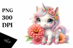 Baby Unicorn Zinnia Clipart Product Image 1
