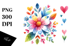 Colorful Heart Petals Boho Flower PNG Product Image 1
