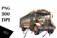 Vintage Dirty Bus Ribbons Usa Clipart Product Image 1