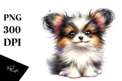 Watercolor Baby Papillon PNG Product Image 1