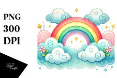 Cute Rainbow between Clouds PNG Product Image 1