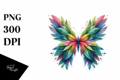 Abstract Vibrant Watercolor Butterfly with Leaves Forming Product Image 3