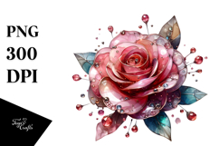 Rose with Metallic Inserts Watercolor PNG Product Image 1
