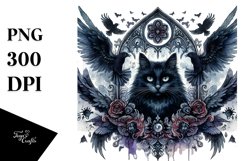 Watercolor Gothic Cat Sublimation Clipart Product Image 3