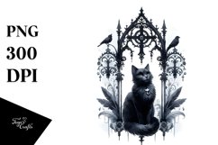 Watercolor Gothic Cat Sublimation Clipart Product Image 3