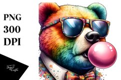 Quirky Bear Blowing Chewing Gum | Clipart Product Image 1