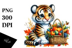 Colorful Baby Tiger with Autumn Vegetables | Sublimation | Product Image 3