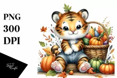 Colorful Baby Tiger with Autumn Vegetables | Sublimation | Product Image 3