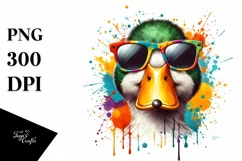 Quirky Colorful Duck Sunglasses Watercolor Product Image 3