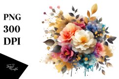 Abstract Bouquet with Camellia Splash | Sublimation Clipart Product Image 3