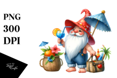 Whimsical Gnome Drinking a Cocktail PNG Product Image 1