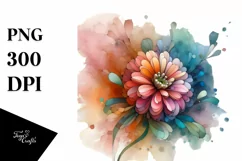 Wooden Zinnia Watercolor Clipart Product Image 1