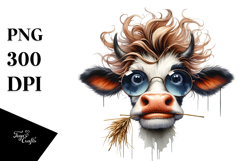 Funny Cow with Cool Hair, Transparent PNG Product Image 1
