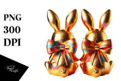 Colorful Bunny Sitting with Vintage Bow PNG Product Image 1