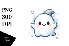 Funny Cute Ghost Watercolor PNG Product Image 1