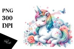Colorful Baby Unicorn with Spring Petals | Sublimation | Product Image 1