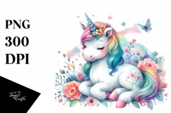 Colorful Baby Unicorn with Spring Petals | Sublimation | Product Image 1