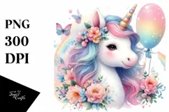 Colorful Baby Unicorn with Spring Petals | Sublimation | Product Image 1