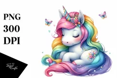 Colorful Baby Unicorn with Spring Petals | Sublimation | Product Image 1