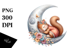 Watercolor Baby Squirrel Sleeping | Clipart Product Image 1