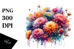 Vibrant Chrysanthemum Bouquet Splash | Sublimation Clipart Product Image 3