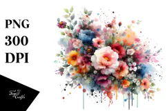 Colorful Flower Painting with Splashes PNG Product Image 1