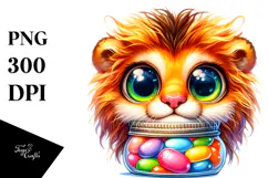 Vibrant Crazy Cute Baby Lion PNG Product Image 1