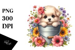 Cute Baby Dog with Flowers PNG Product Image 3