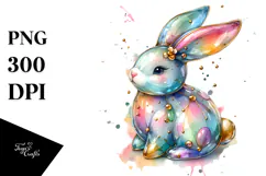 Vibrant Bunny with Golden Inserts, Transparent PNG Product Image 1